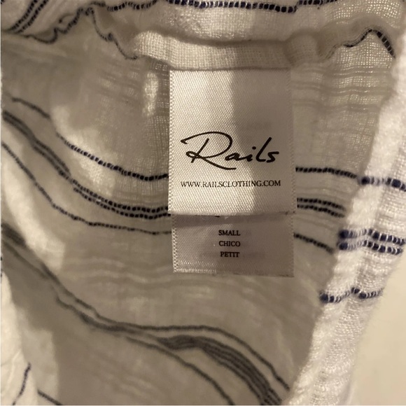 Rails Small Celeste Chalet Stripe Linen Button Blouse White Multi S - Picture 5 of 5